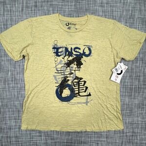 Enso T Shirt Mens 2XL Gold Burnout Graphic Crew Neck Cotton Blend Made USA NWT